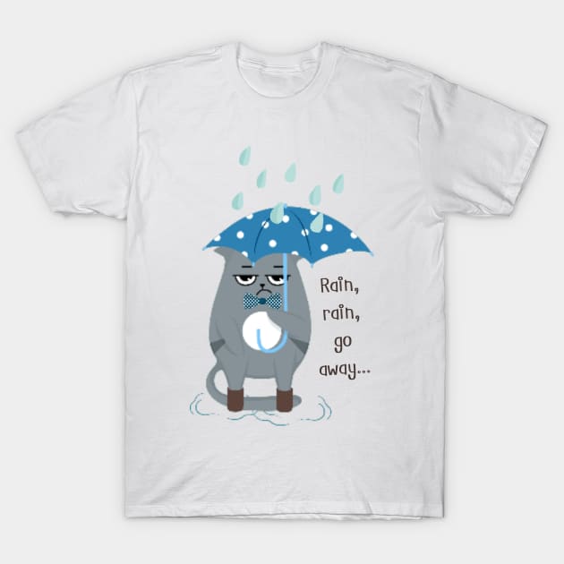 Cute cat in the rain T-Shirt by T-Crafts